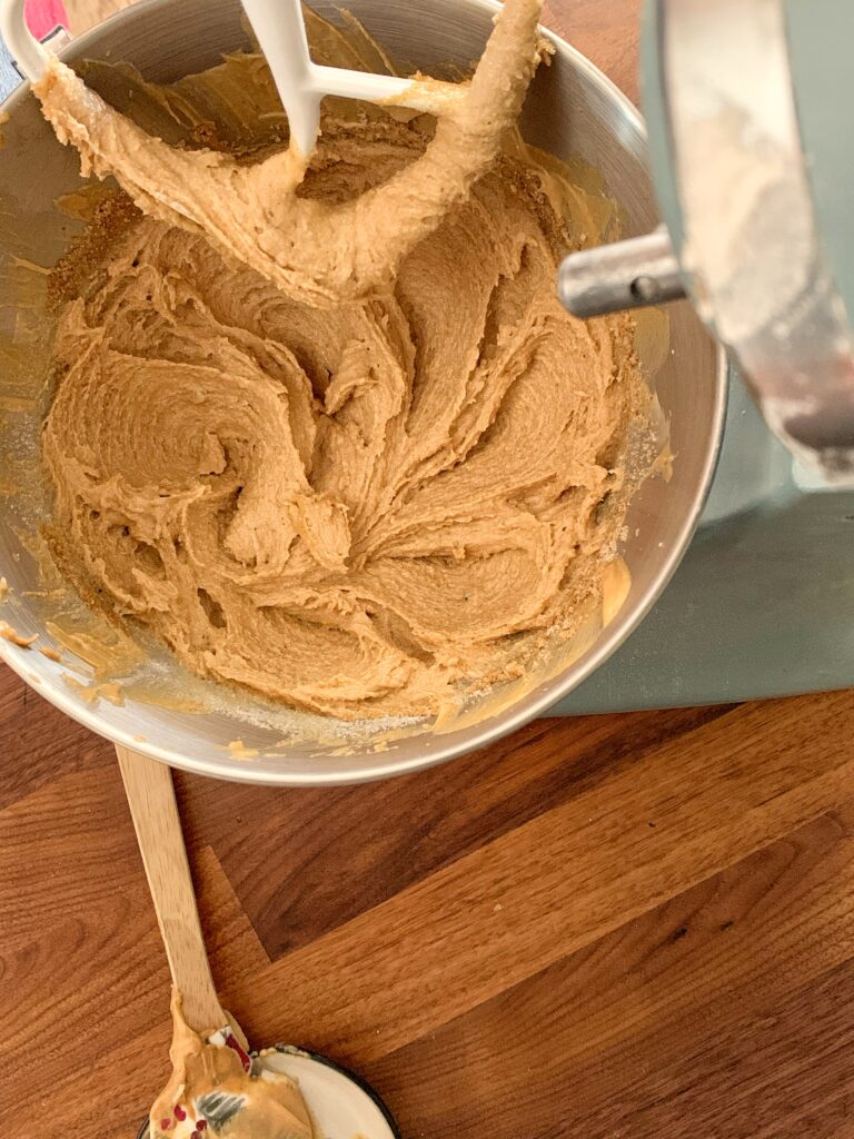 Cookie dough in stand mixer