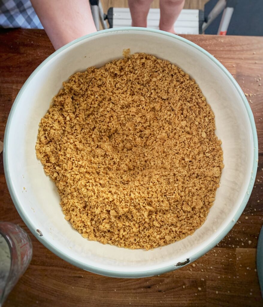 graham cracker crumbs in bowl