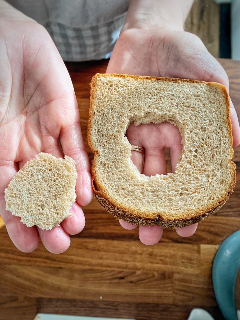 hole torn in center of bread