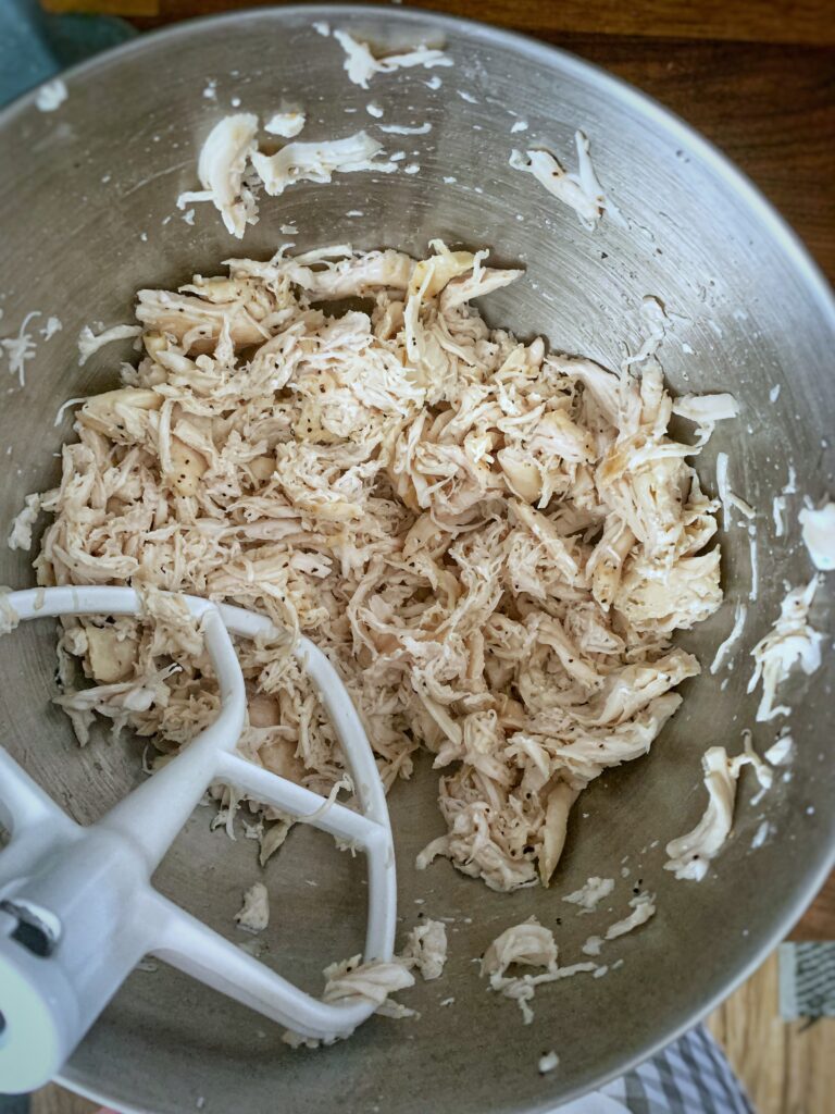 shredded chicken in kitchen aid