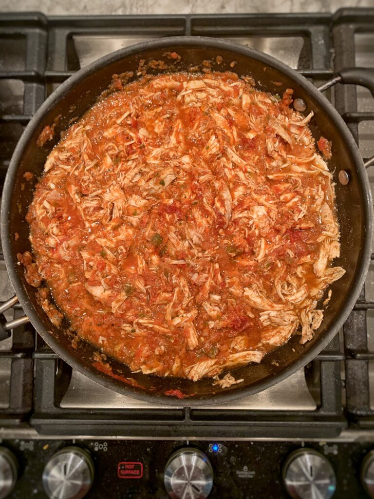 chicken taco filling on stove