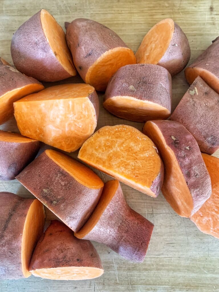 cut sweet potato chunks