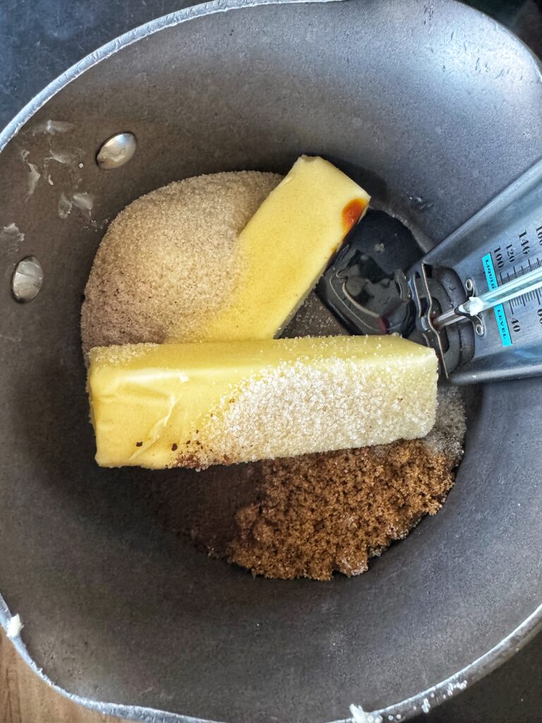 caramel ingredients in pot