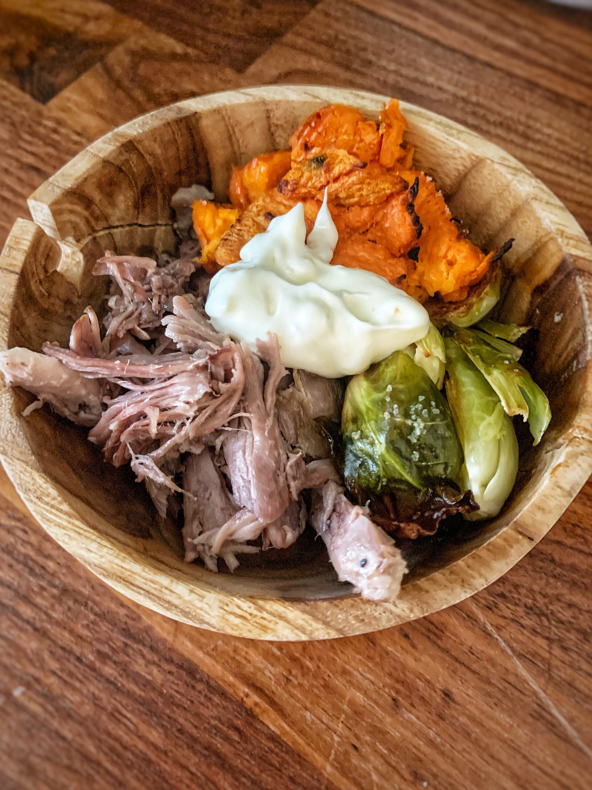 Smashed Sweet Potato & Pork Bowls